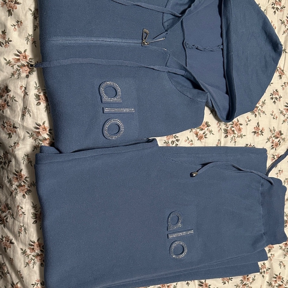 Alo Blue Hoodie and Sweatpants Set